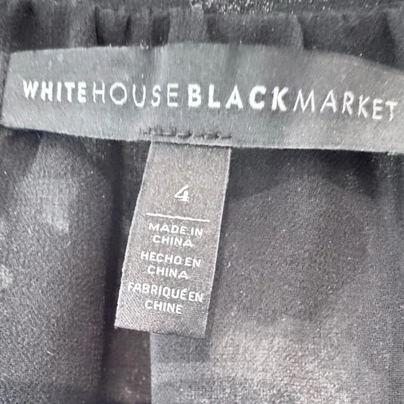 White House Black Market Black Velvet & Mesh Floral Blouse - Picture 8 of 9